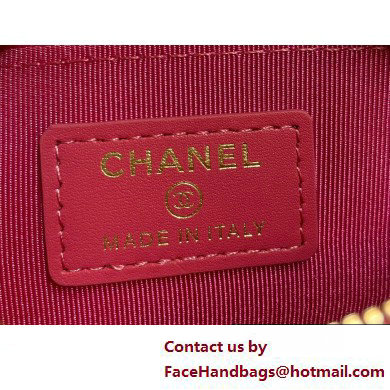 Chanel Grained Calfskin  &  Gold-Tone Metal Zip Coin Purse AP2061 Peach Red 2025